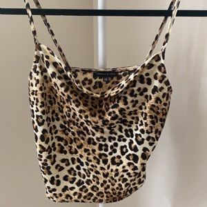 Kendall + Kylie Cowl Neck Cami in Leopard/XS